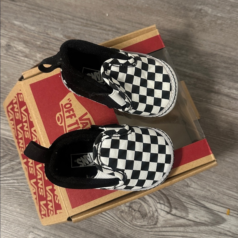 Vans Black and White Checkered Infant Slip-Ons